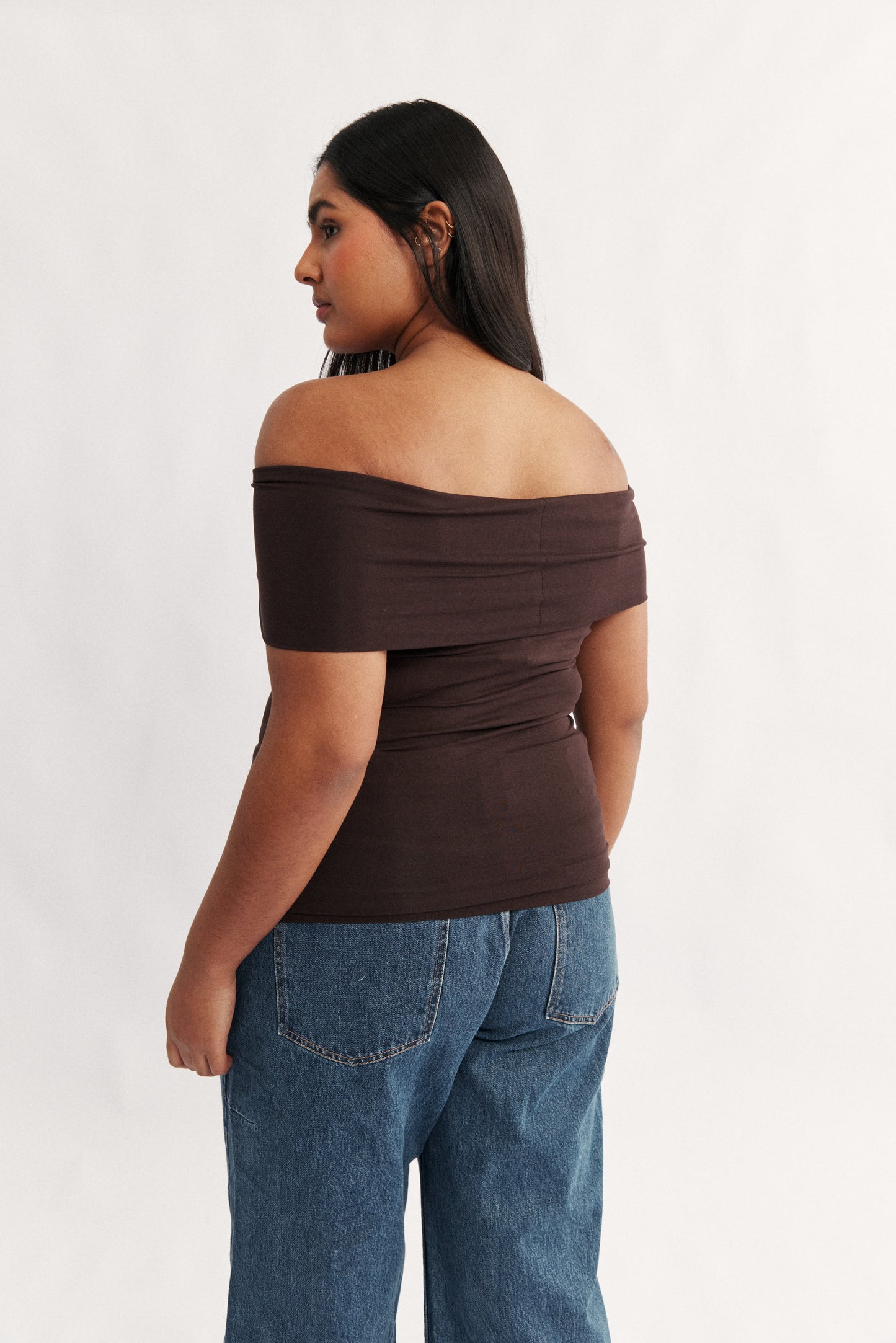 Rae Fold Over Strapless Top Pecan