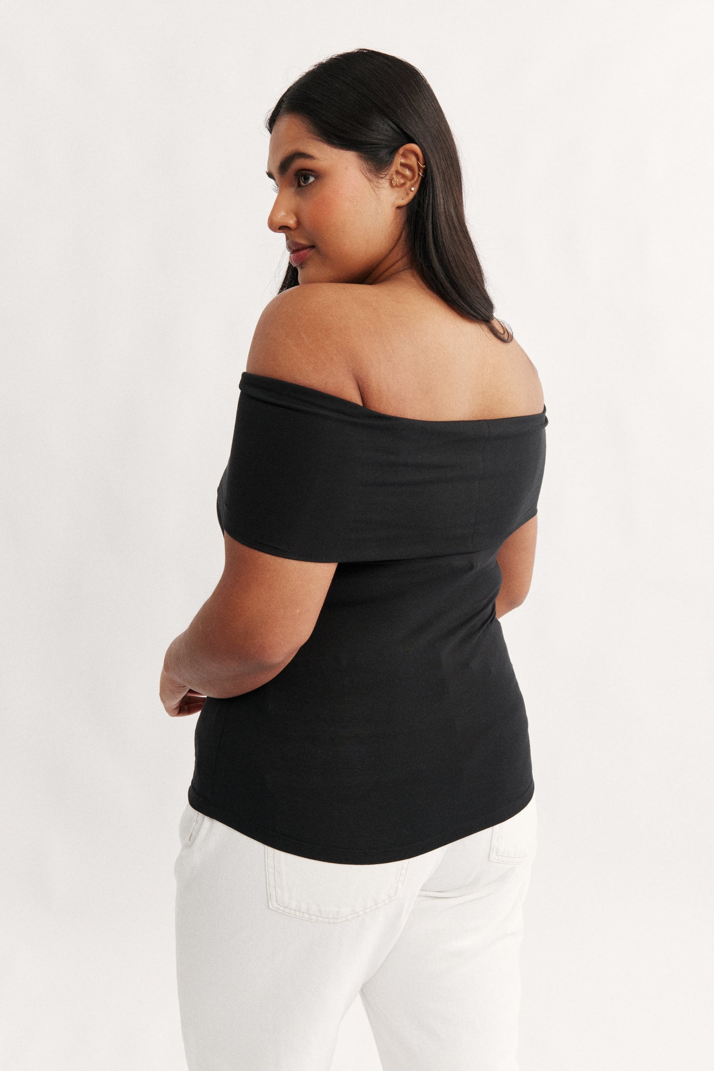 Rae Fold Over Strapless Top Black