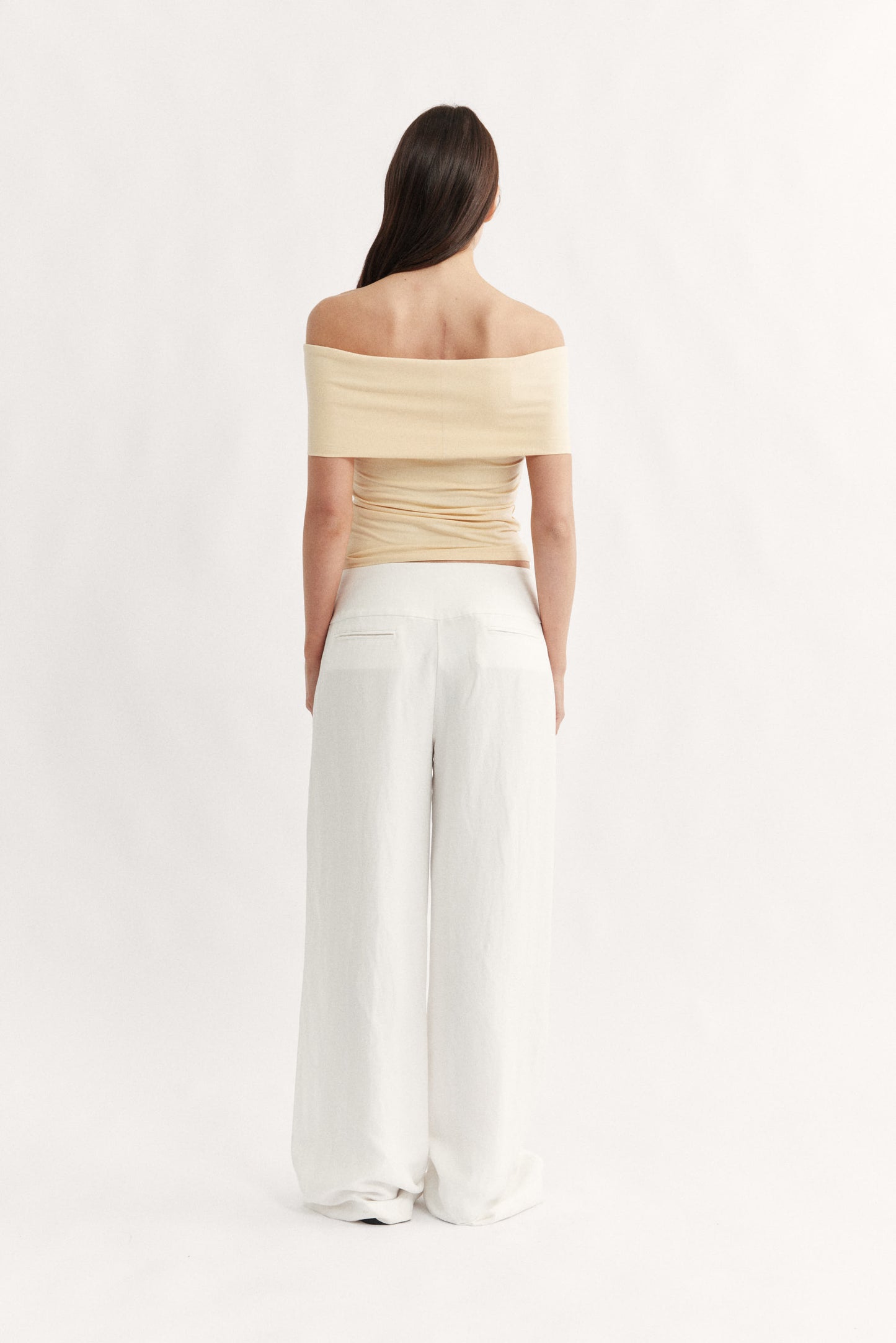 Rae Fold Over Strapless Top Butter - Final Sale