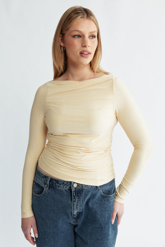 Margot Boat Neck Long Sleeve Butter