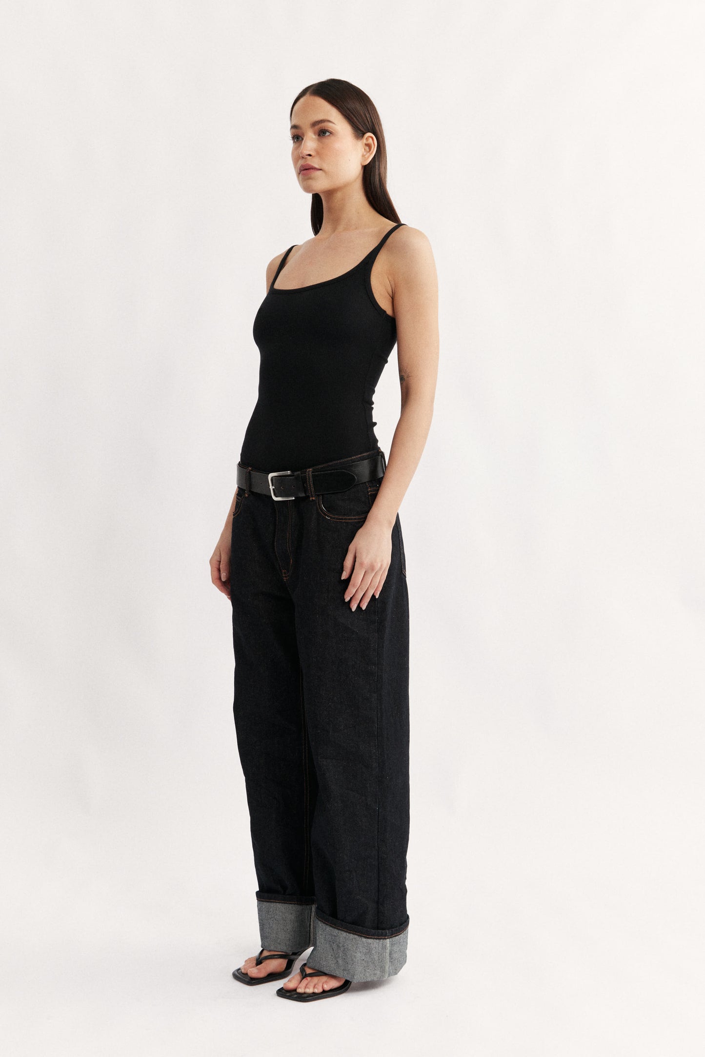 Womens black cotton ribbed bodysuit