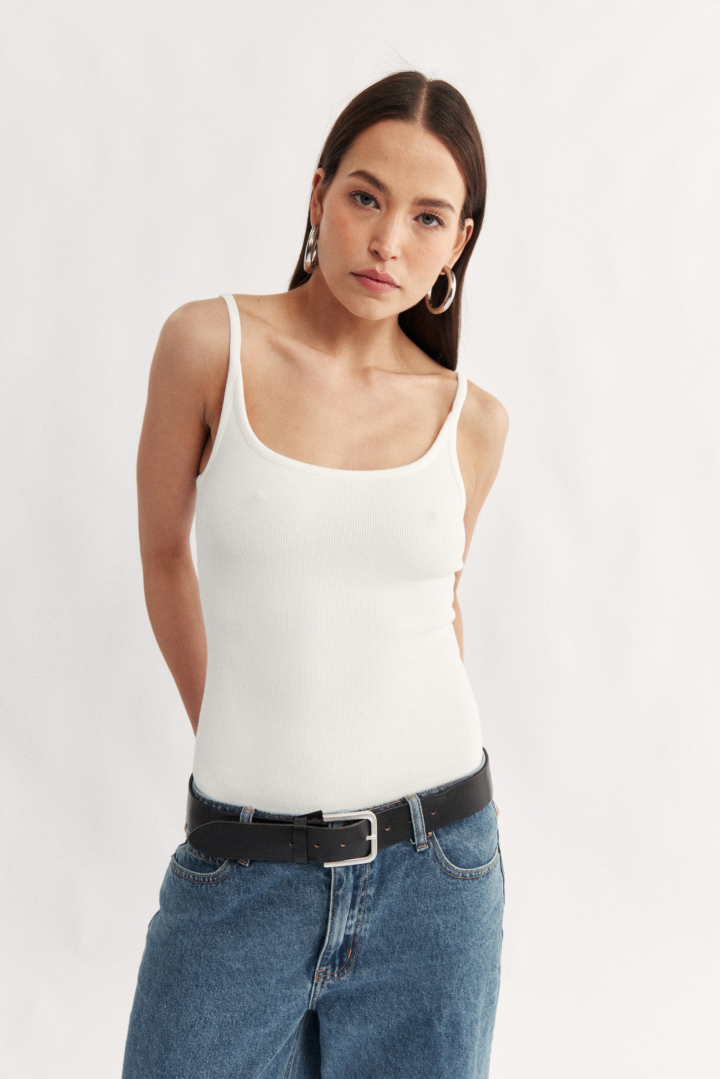 Womens white rib cotton bodysuit