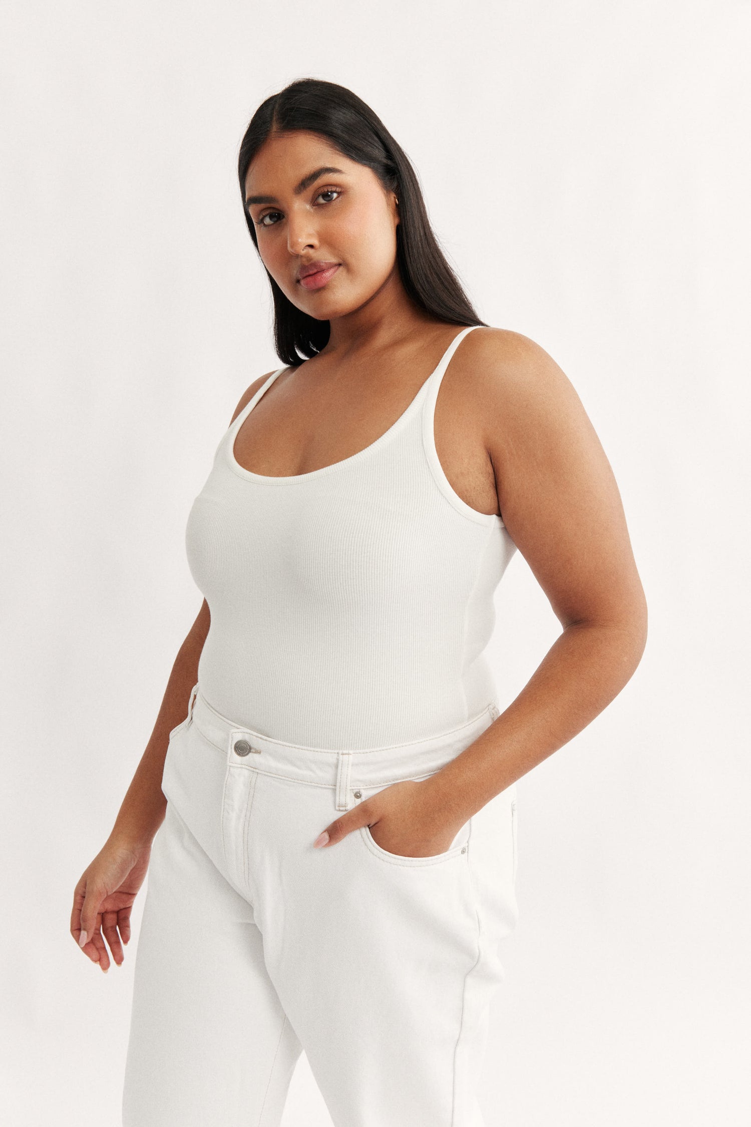 Womens white rib cotton bodysuit