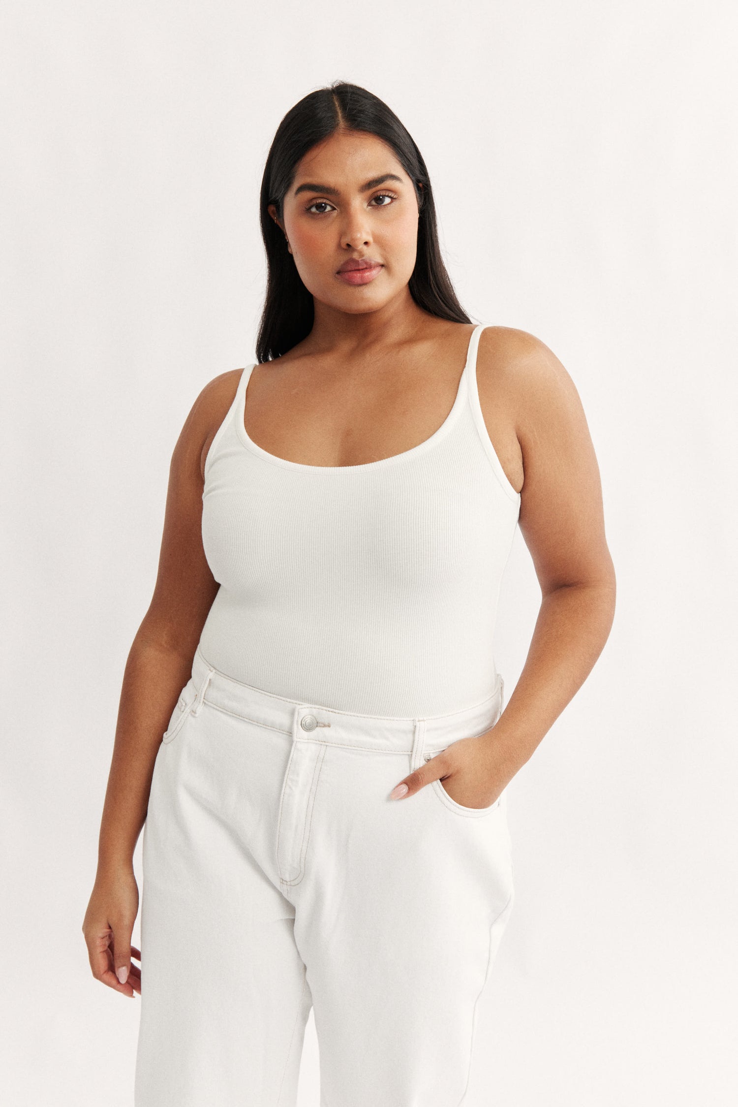 Womens white rib cotton bodysuit