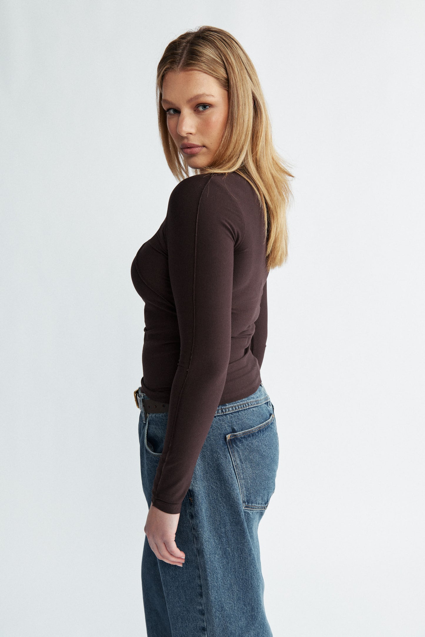 Womens brown long sleeve top