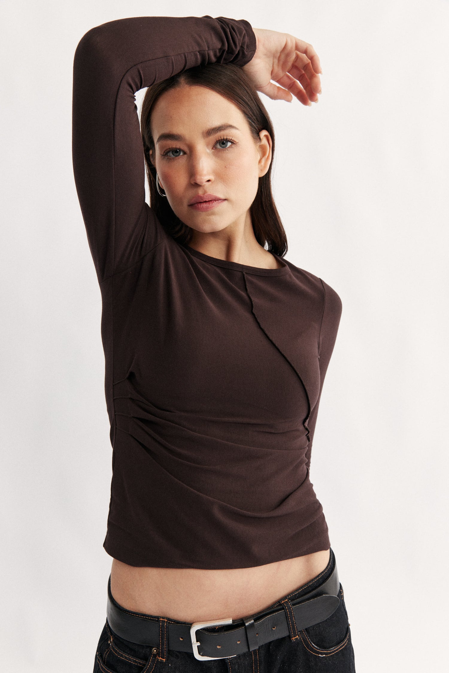 Womens brown long sleeve top