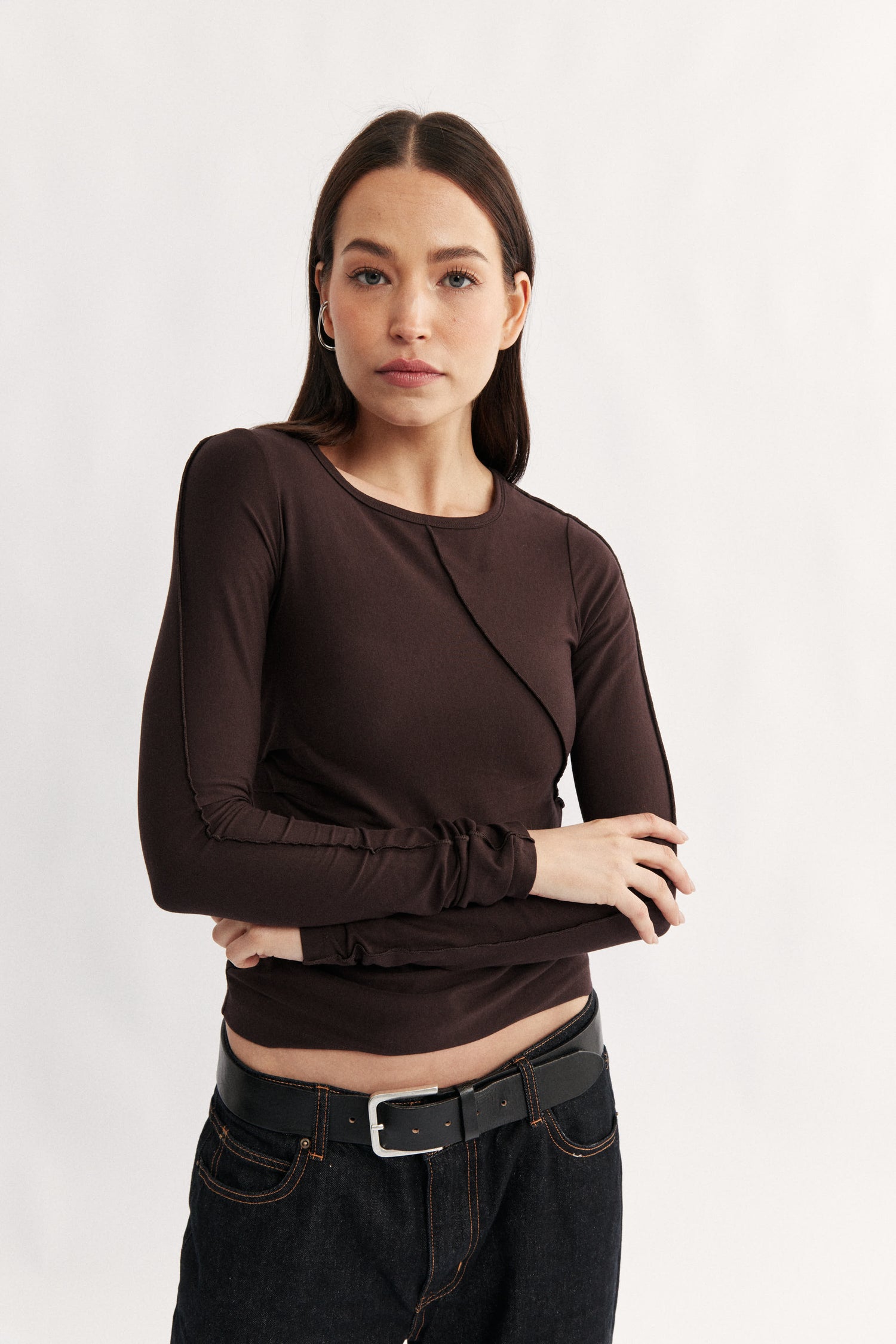 Womens brown long sleeve top