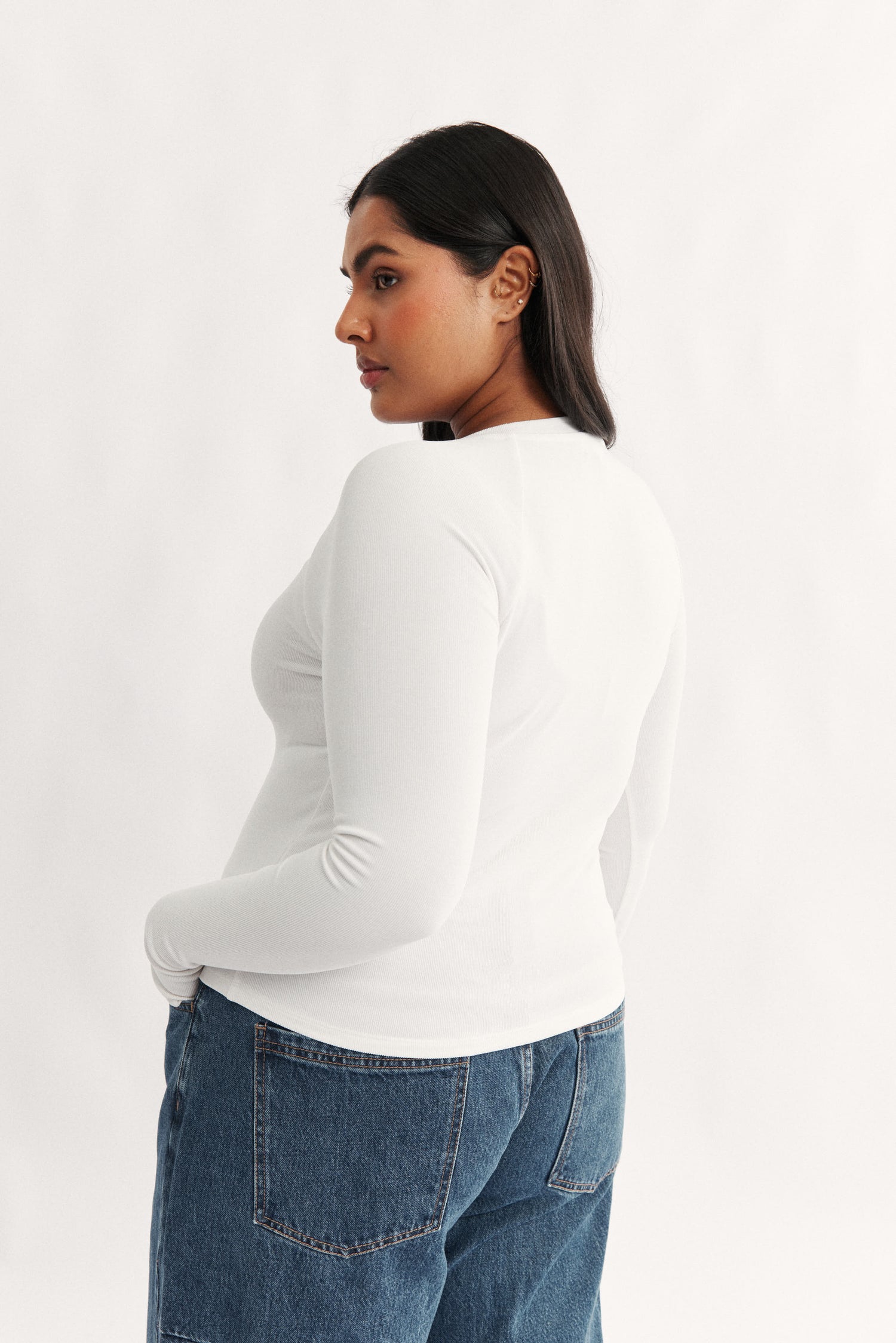 Womens white raglan long sleeve top